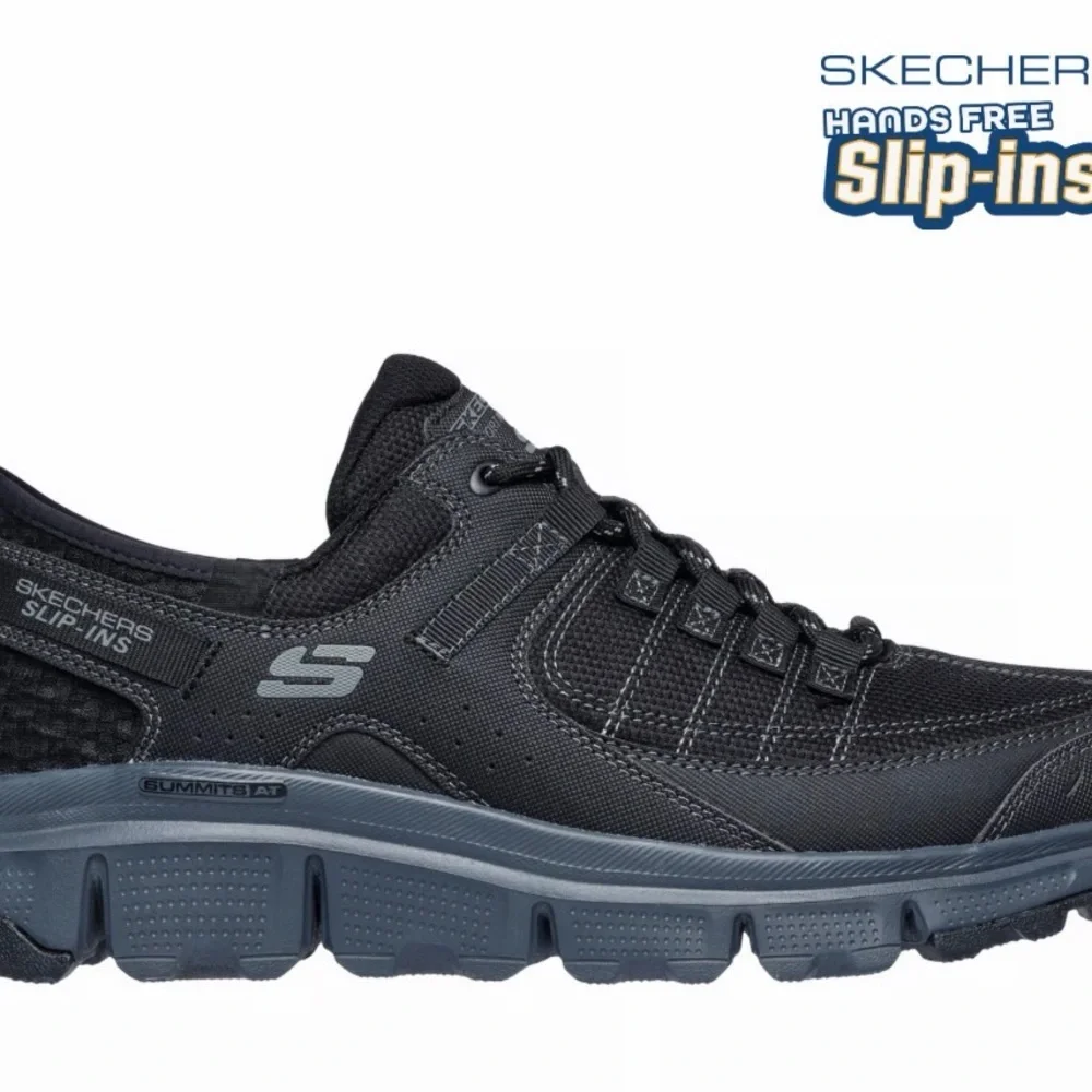 Skechers Men's Black and Dark Gray Slip-On Athletic Sneaker